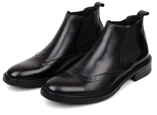 Brogue estilo botas de tornozelo masculino Slip On tamanho de couro de grão completo personalizado