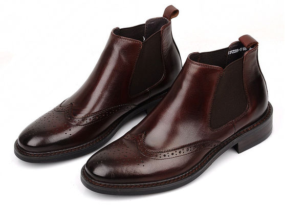 Brogue estilo botas de tornozelo masculino Slip On tamanho de couro de grão completo personalizado