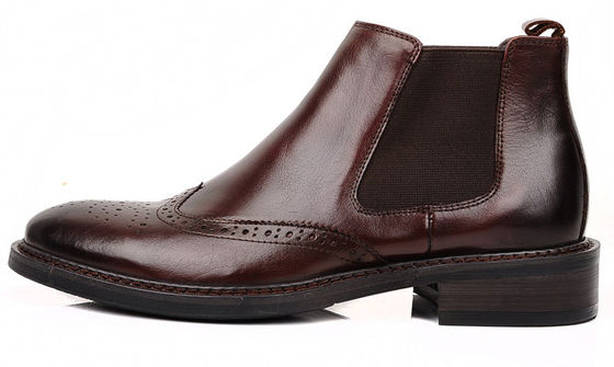 Brogue estilo botas de tornozelo masculino Slip On tamanho de couro de grão completo personalizado
