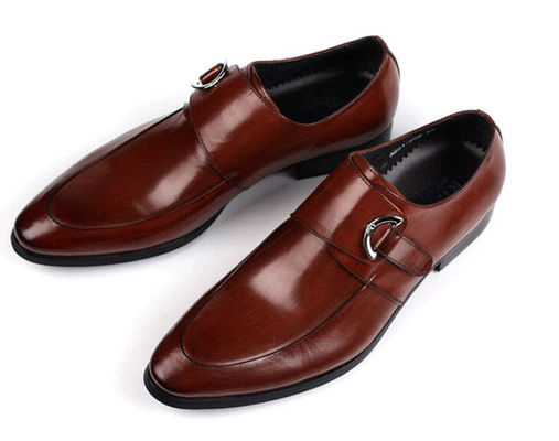 Sapatos de couro escaldante preto / castanho, sapatos de couro com alças de monge