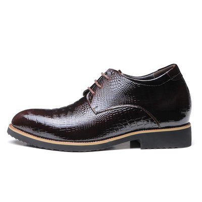 Stealth Aumentar 6cm Elevador Homem Sapatos Couro Verdadeiro Preto Cordel Sapatos