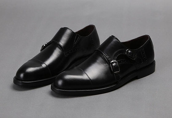 Sapatos de Monk, calças de couro com alças, sapatos de couro Goodyear,
