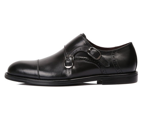 Sapatos de Monk, calças de couro com alças, sapatos de couro Goodyear,