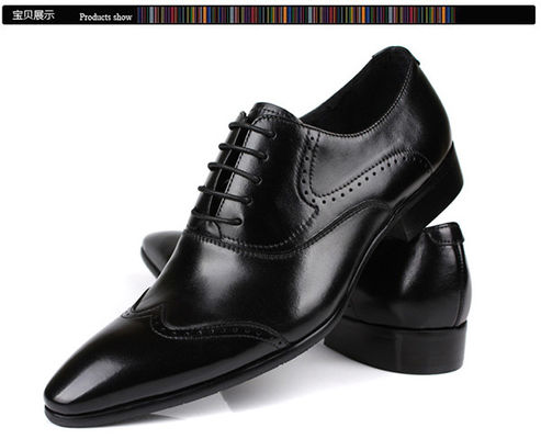 Sapatos de roupa de couro preto impermeáveis, de dedos pontiagudos Homens Sapatos de couro feitos à mão