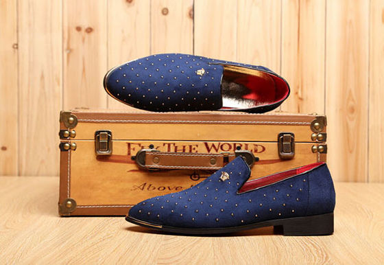 Slip On Men's Casual Shoes Custom azul / preto com rivetes de metal