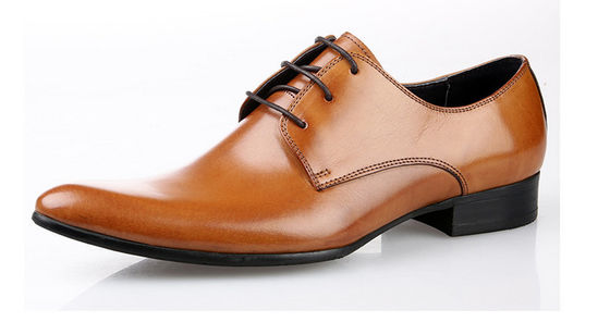 Pernas pontiagudas vestido de casamento masculino sapatos amarelo renda para cima sapatos Oxford feitos à mão