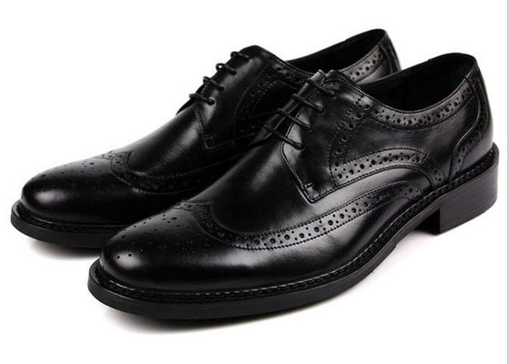 High Cow Men Leather Brogue Sapatos, Business Goodyear Sapatos feitos à mão