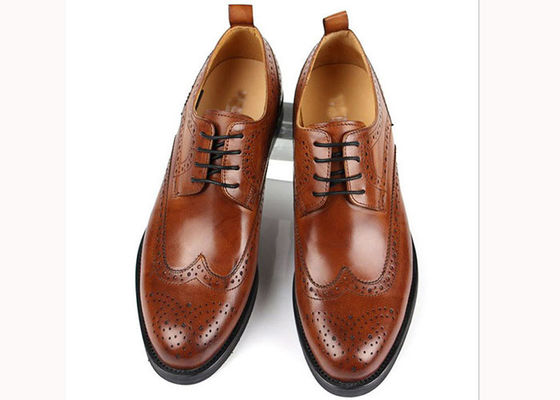 High Cow Men Leather Brogue Sapatos, Business Goodyear Sapatos feitos à mão