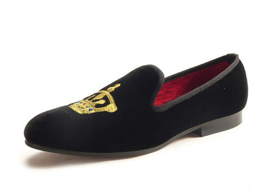 Motif Homens Loafers de Verão, Slip On Crown Embroidery Homens Sapatilhas de Veludo