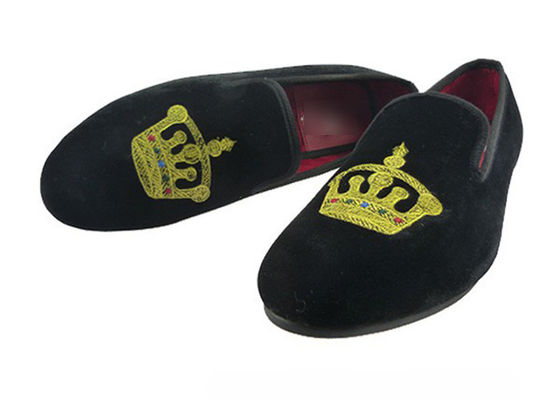 Motif Homens Loafers de Verão, Slip On Crown Embroidery Homens Sapatilhas de Veludo