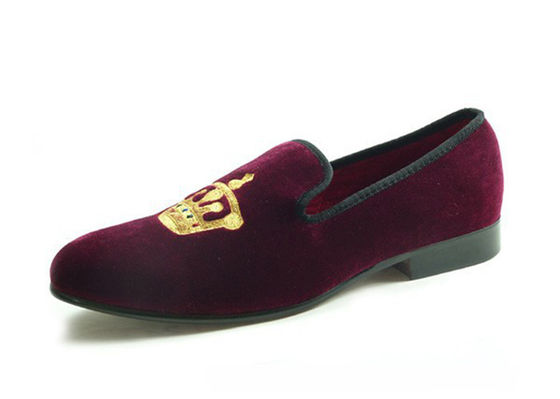 Motif Homens Loafers de Verão, Slip On Crown Embroidery Homens Sapatilhas de Veludo