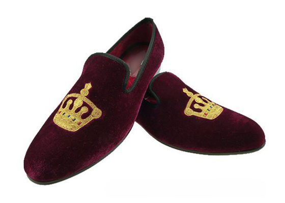 Motif Homens Loafers de Verão, Slip On Crown Embroidery Homens Sapatilhas de Veludo