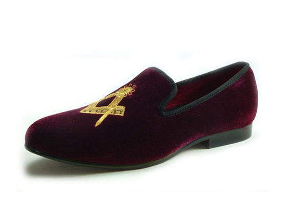 Sapatos Maçônicos Homens Loafers de Veludo Príncipe Negro Pergaminho - Loafers Casual de Couro Vestido