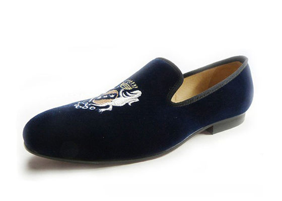 Slip On Loafers de Veludo bordados feitos à mão Sapatos Casual Flat de Salto Baixo para Homens