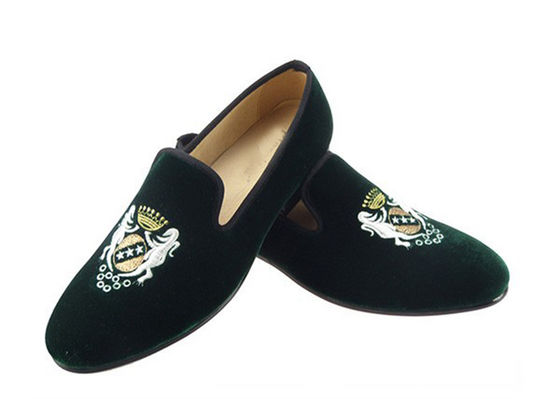 Slip On Loafers de Veludo bordados feitos à mão Sapatos Casual Flat de Salto Baixo para Homens