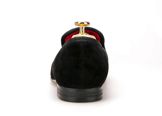 Sapatos Casual Homens Loafers de Veludo Com Decoração de Bordado de Caveira Personalizada