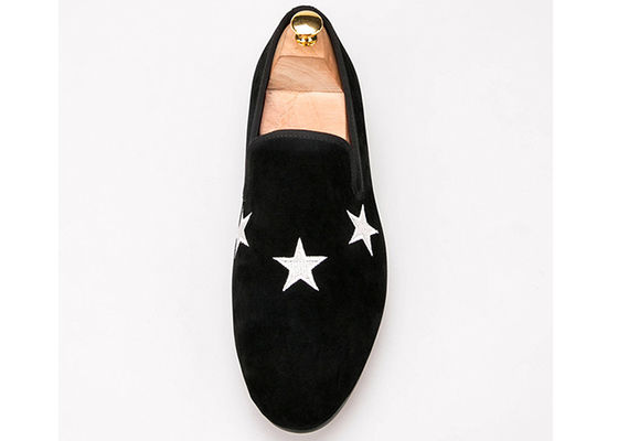 Sapatilhas masculinas de veludo azul escuro Sapatilhas de fumaça elegantes de estrela Sapatilhas bordadas personalizadas