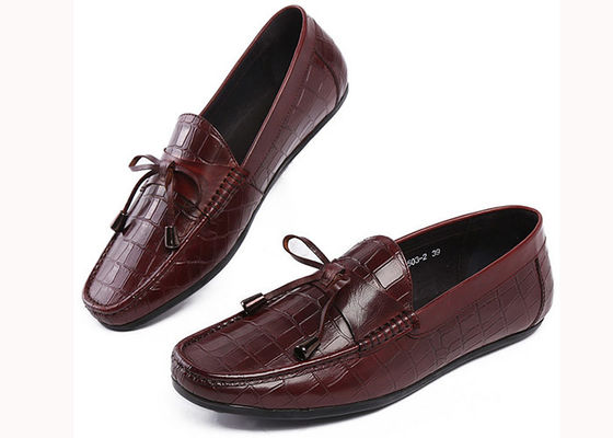 Casual Mens Loafers de couro Anti-Sliding Moccasins Bow Tie Sapatos Flat