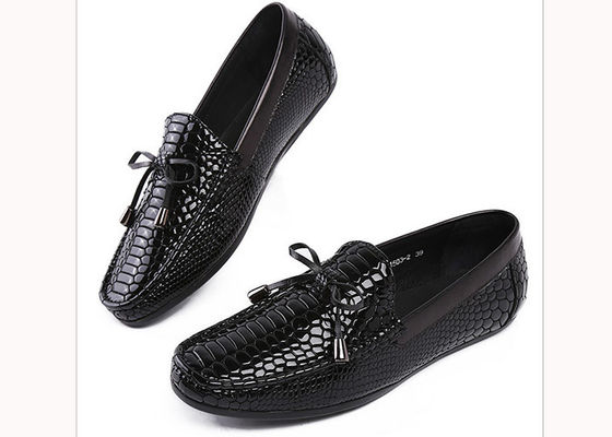 Casual Mens Loafers de couro Anti-Sliding Moccasins Bow Tie Sapatos Flat