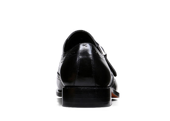 Sapatos de roupa para homens adultos, preto, de couro genuíno, de estilo Brogue