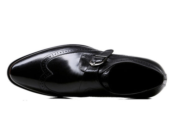 Sapatos de roupa para homens adultos, preto, de couro genuíno, de estilo Brogue