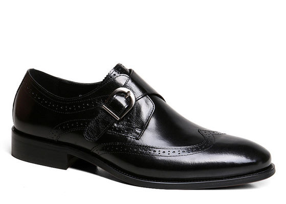 Sapatos de roupa para homens adultos, preto, de couro genuíno, de estilo Brogue