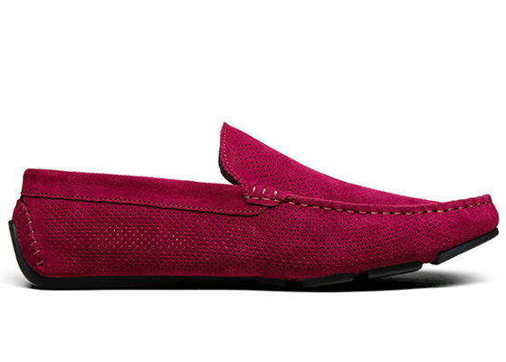Mocassins casuais masculinos de camurça com recortes de verão, mocassins de couro