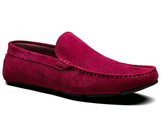 Mocassins casuais masculinos de camurça com recortes de verão, mocassins de couro