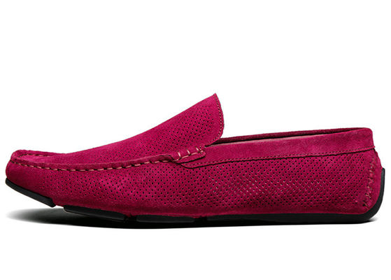 Mocassins casuais masculinos de camurça com recortes de verão, mocassins de couro