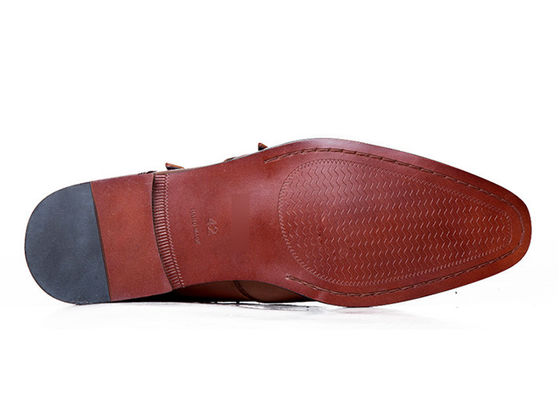 Sapatos de salto de Goodyear para homens, sapatos feitos à mão com alças de monge duplo