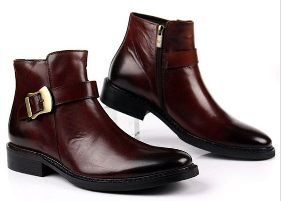 Estilo britânico Botas masculinas de tornozelo personalizadas Botas masculinas com fecho