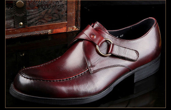 Calçados Full Grain Leather Men's Dress Customized Business Monk Strap Calçados Marrom