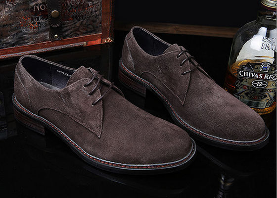 Sapatos britânicos de estilo cinza / preto Oxford, calçados de couro masculino e camurça