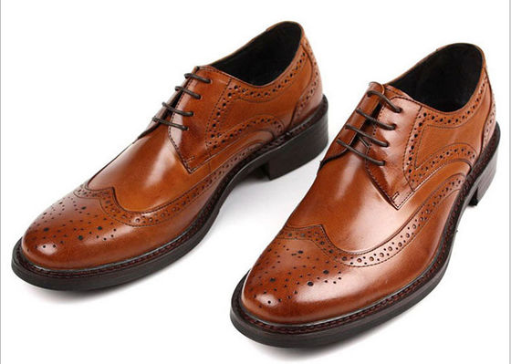 Calçados de roupa masculina de couro genuíno, castanho escuro, calçados de primavera e outono