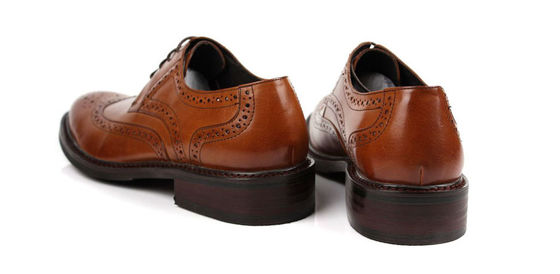 Calçados de roupa masculina de couro genuíno, castanho escuro, calçados de primavera e outono