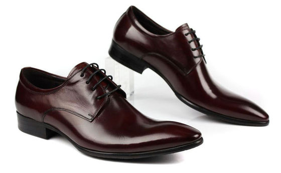 Calçados de vestido de couro masculino estilo Oxford Vermelho escuro / preto