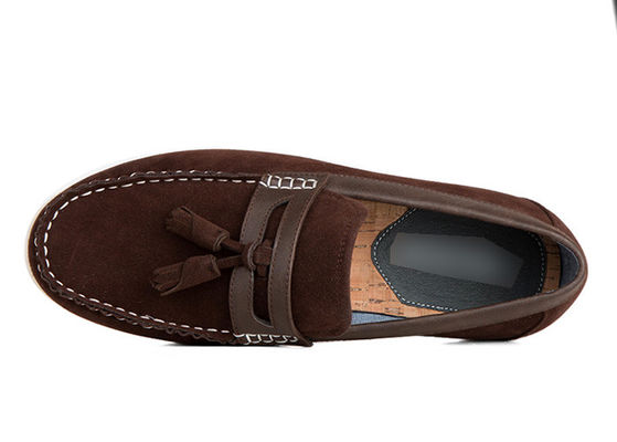 Calçados de uso casual masculino duráveis Tassels Flat Loafer Mens Brown Leather Driving Shoes