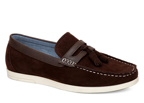 Calçados de uso casual masculino duráveis Tassels Flat Loafer Mens Brown Leather Driving Shoes