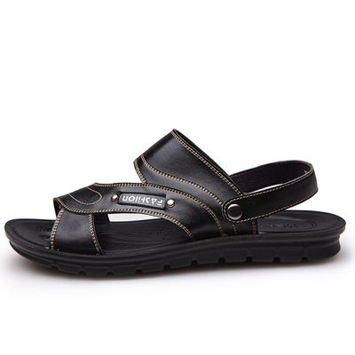 Sandalias de Verão de Couro Marrom, Sandalias de Fim Suave Casual
