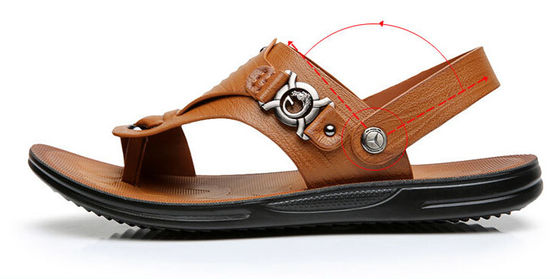 Sandais de couro masculino castanho casual / Sandais de praia de verão masculino com alça