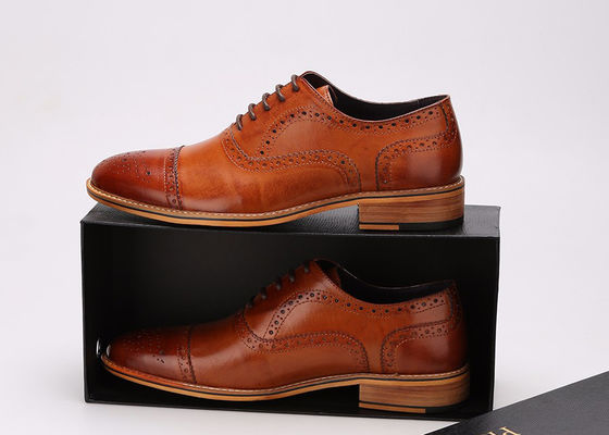 British Style artesanal Calçados de vestido masculino Couro genuíno Oxford Brogues Calçados formais