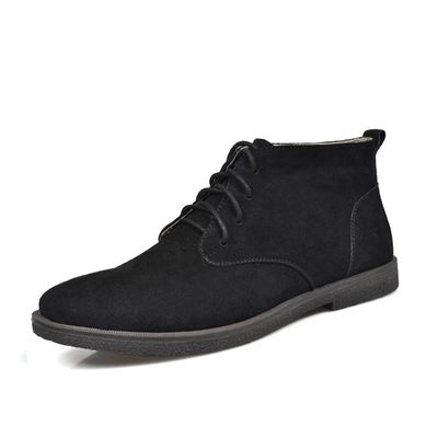 Botas de deserto de camarão de couro genuíno para homens, saltos quadrados, calcanhares, calças de sol.
