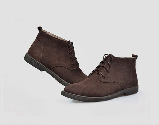 Salto quadrado Marrom Suede Deserto Botas de tornozelo Redondo Dedo de Dedo Luxo Marca Calçado Vintage