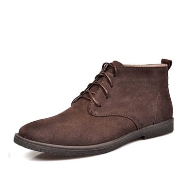 Salto quadrado Marrom Suede Deserto Botas de tornozelo Redondo Dedo de Dedo Luxo Marca Calçado Vintage