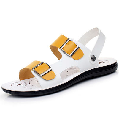 Moda masculina de couro Slides, sapatos de verão, sandálias de couro genuínas