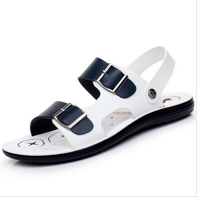 Moda masculina de couro Slides, sapatos de verão, sandálias de couro genuínas