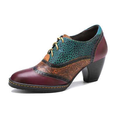 Sapatos de estilo boêmio casual de salto alto Sapatos de vestimenta de salto alto Sapatos femininos Retro