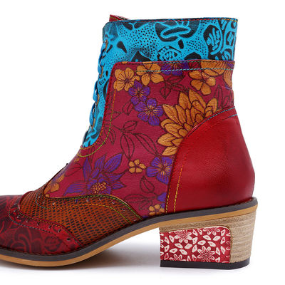 Botas de cowgirl de couro genuíno, botas de calcanhar de couro feminino.