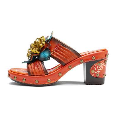 Moda feminina feita à mão Sandais Sapatos 3D Flores Plataforma Sapatos