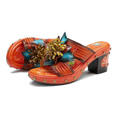 Moda feminina feita à mão Sandais Sapatos 3D Flores Plataforma Sapatos